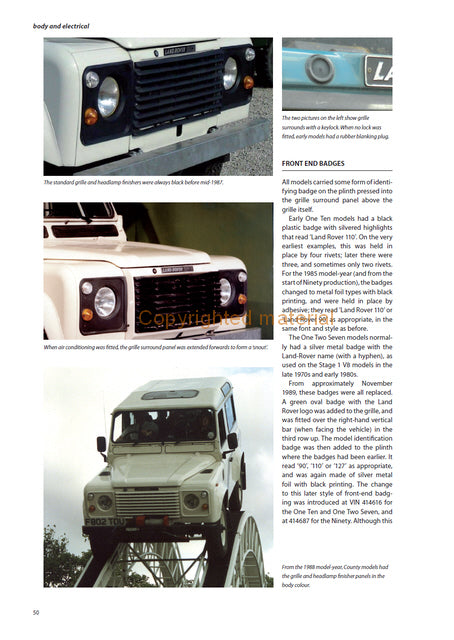 Land Rover One Ten and Ninety Specification Guide