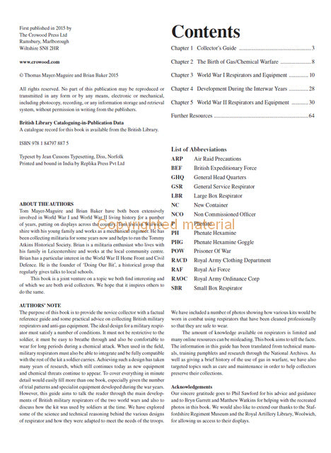 British Military Respirators and Anti-Gas Equipment of the Two World Wars