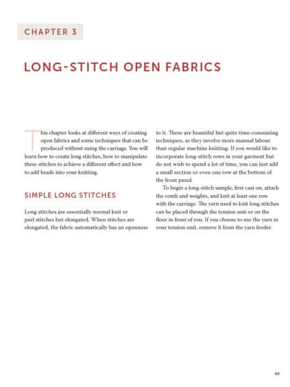 Machine Knitting Techniques: Lace and Open Fabrics
