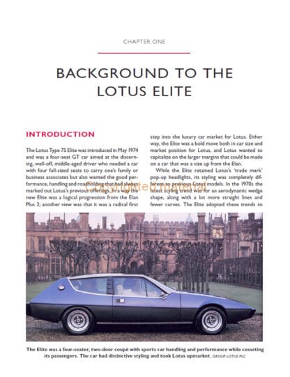 Lotus Elite, Eclat and Excel