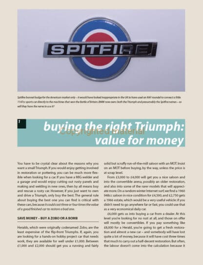 Everyday Modifications for your Triumph Spitfire, Herald, Vitesse and GT6